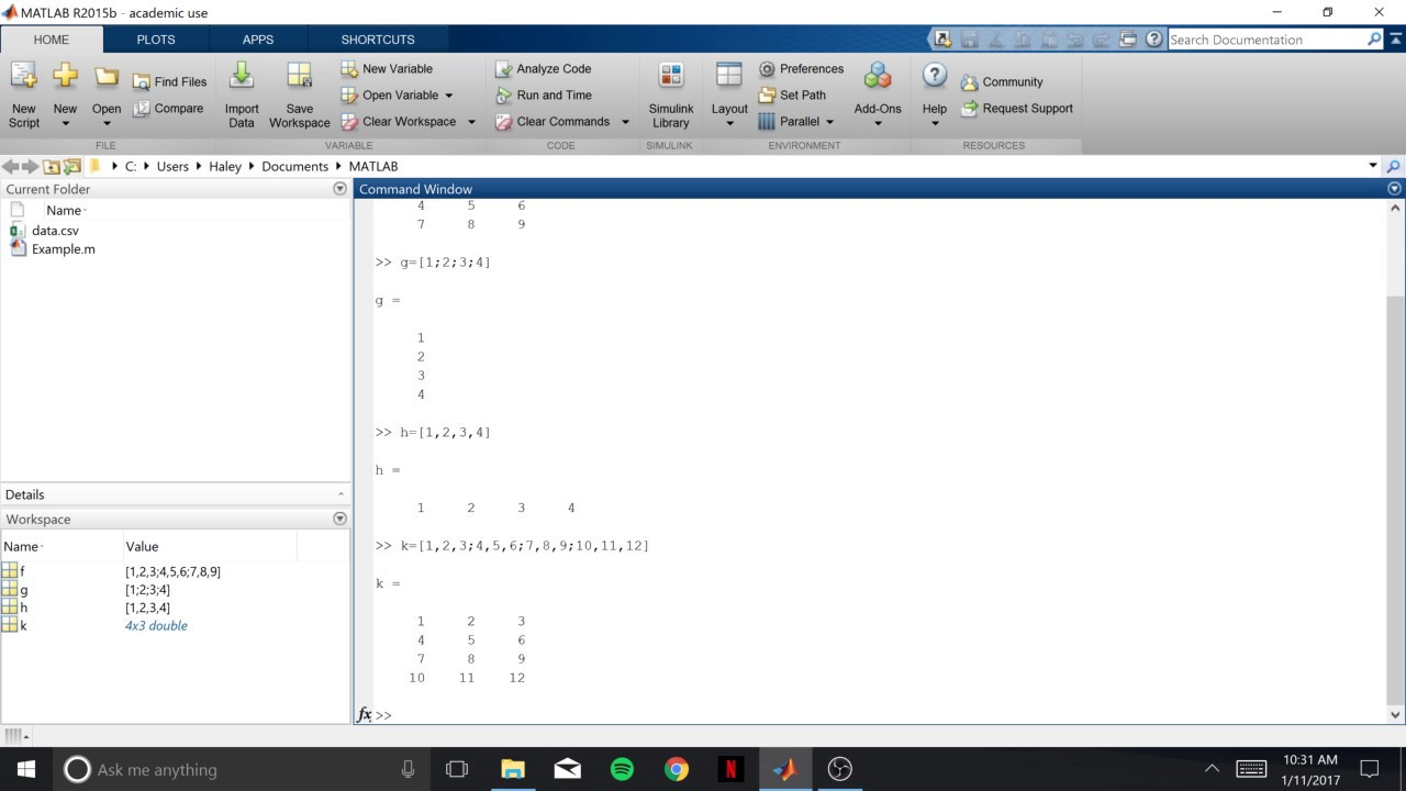 matlab matrix assignment