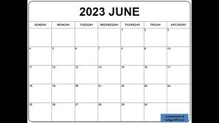 June 2023 CALENDAR (SIMPLE CALENDAR)