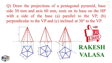 Projecties van lichamen - Vijfhoekige piramide - Eenvoudige posities - Computerondersteund techni...