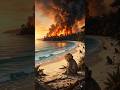 Fire Scorching Forest, Monkeys Flee Across the Sea! #aimonkey #sad #funny #aishorts #viralshorts
