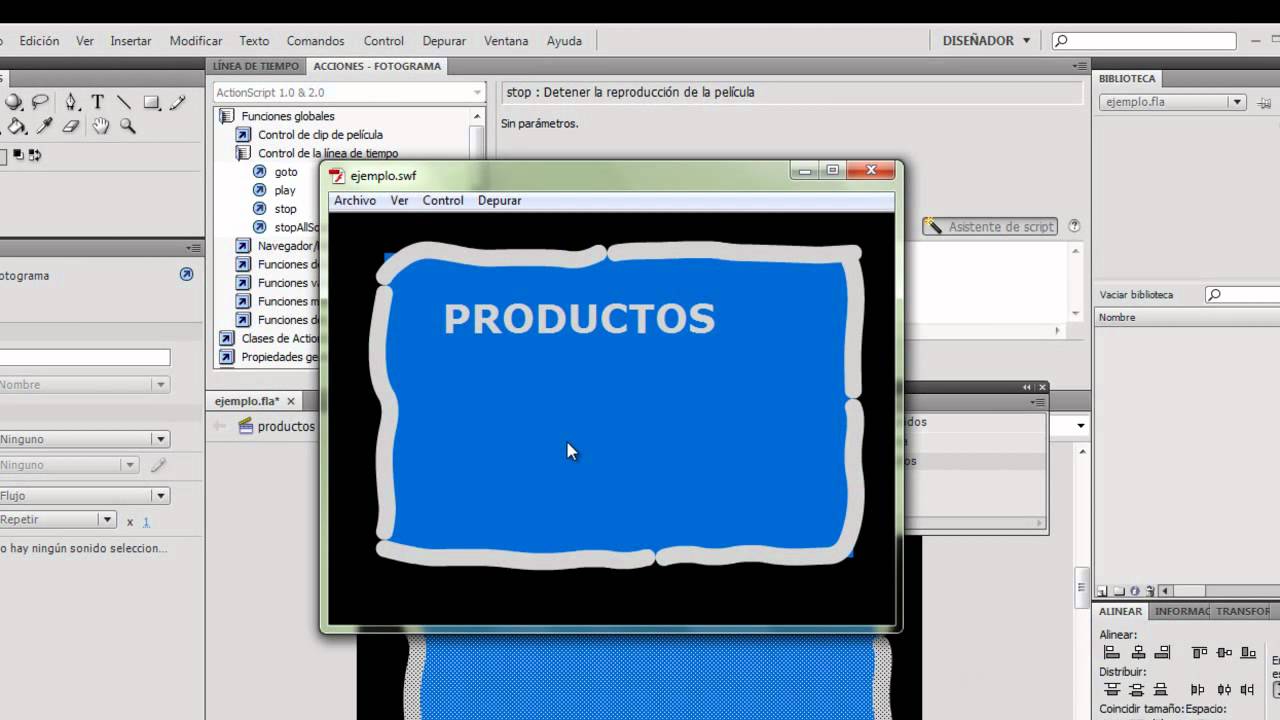 Tutorial manejo de escenas y botones con action script en Flash - YouTube