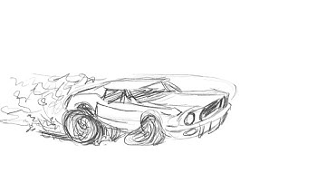 Pencil Test Animation Procreate and LumaFusion apps 1968 Mustang Donut burnout cartoon drawing art
