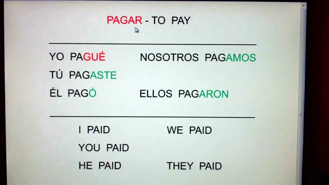 PAGAR (to pay)... preterite forms. - YouTube