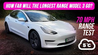 How far will the longest range Tesla Model 3 go? 70mpg Motorway Range Test | Tesla Model 3 LR RWD