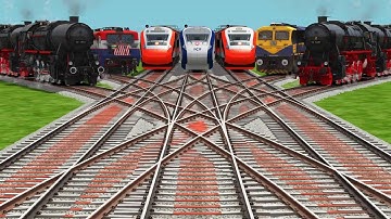 7 Electric Trains & Diesel Trains Cross At Bumpy Curves Railroad Tracks | train videos ind Railway