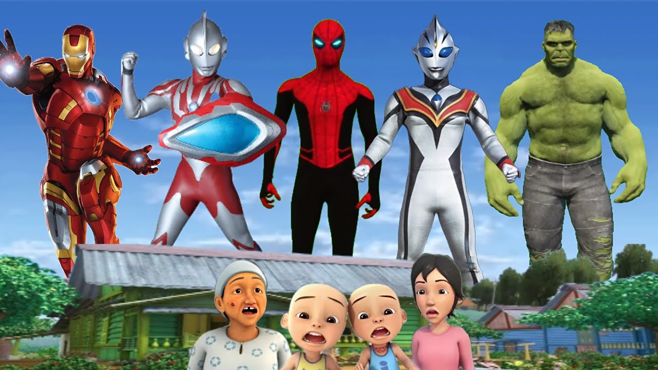 ULTRAMAN RIBUT UPIN IPIN, SPIDERMAN, IRONMAN & HULK MELAWAN ULTRAMAN JAHAT DI KAMPUNG DURIAN RUNTUH