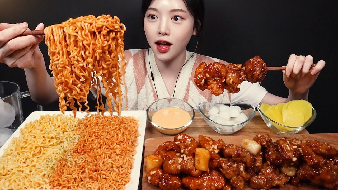 Sub)바삭꾸덕 닭강정에 라면볶이 치즈볶이 먹방!🔥🧀 치킨 라면 꿀조합 리얼사운드 Chicken & Ramyeon Mukbang  Asmr - Youtube