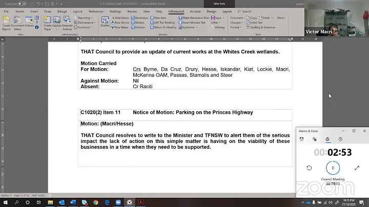 Inner West Ordinary Council Meeting part 2 - 27 October 2020
