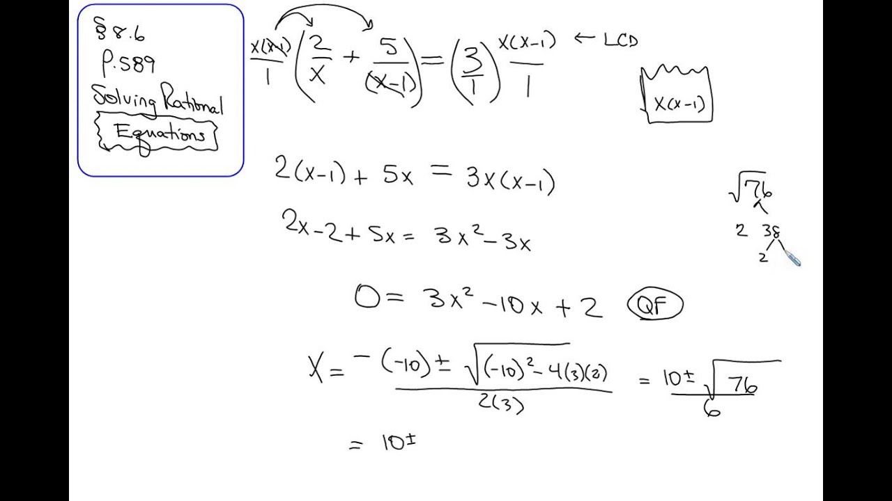 8 6 Solving Rational Equations Worksheet Form G  prentice hall algebra 2 answers chapter 8 gold 