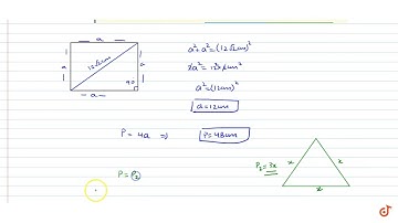 A square and an equilateral triangle have equal perimeters. If the diagonal of the square is 12s...