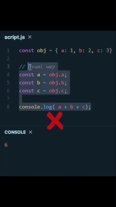 JavaScript tips| Do you know Object destructuring assignment? #shorts ...