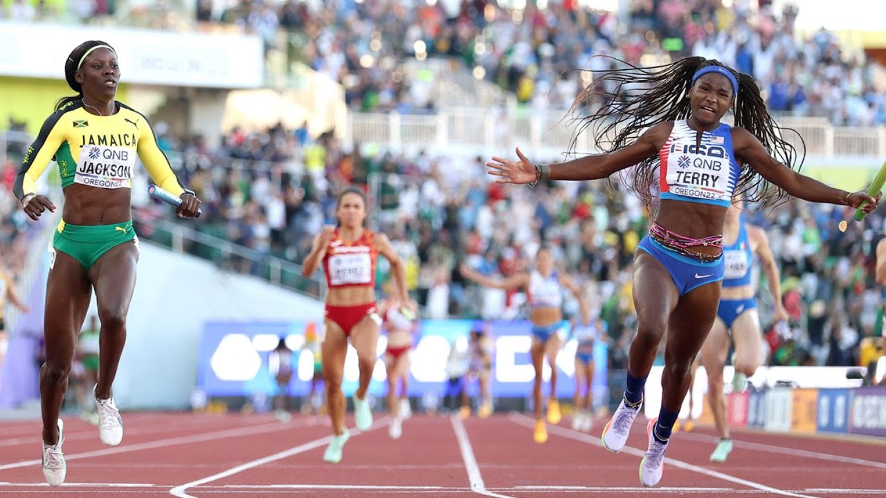 ⁣Team USA SHOCKS JAMAICA for women's 4x100 world title | NBC Sports