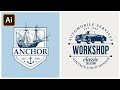 Logo Design in Illustrator Tutorial | Automobile, Harbour & Marine Vintage logo | Part 2