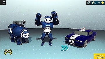Police Panda Hero Car Transformation Game 2020 - Black Panda Robot - Android Gameplay