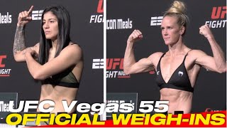 UFC Vegas 55 OFFICIAL WEIGH-INS: Holly Holm vs Ketlen Vieira