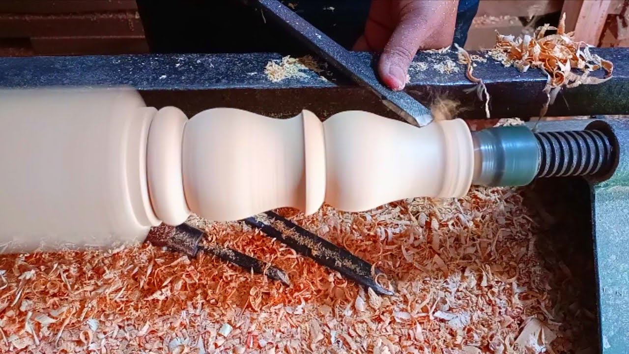 Woodturning wooden lethe machine wooden bed leg design making (Part