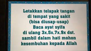 SURAT ASSYIFA SURAT PENYEMBUHAN SEGALA PENYAKIT/HEALING SURAH AL QURAN