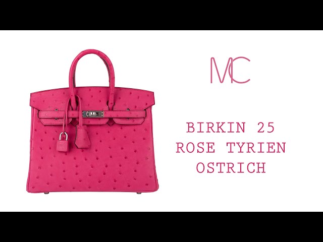 Birkin Touch 25 Ostrich Rose Tyrien / Rouge Vif
