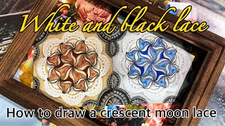 White and black lace【Lovelygiraffe Tangle】Zentangle art/ゼンタングル・インスタライブ