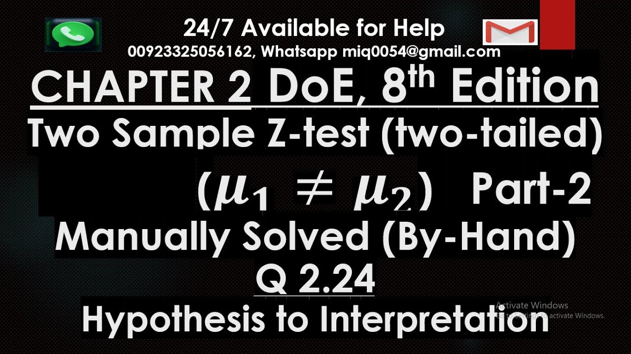 TWO SAMPLE ZTEST Two tailed Ztest ByHand (Manually) Solved Part