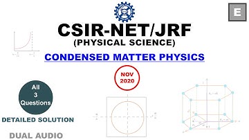 Condensed Matter Physics Solution | Nov-2020 CSIR NET | Physical Science