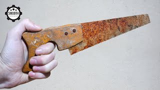 Rusty Small Hand Saw From the 1975s Back in Life - My first Smooth Restoration ASMR