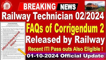 Railway Technician 02/2024 related FAQs Released for all aspirants by SRINIVASMech