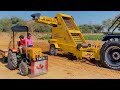 Sonalika tractor mini tractor 5911 is filling soil in trolley  mini tractor fully loaded trolley