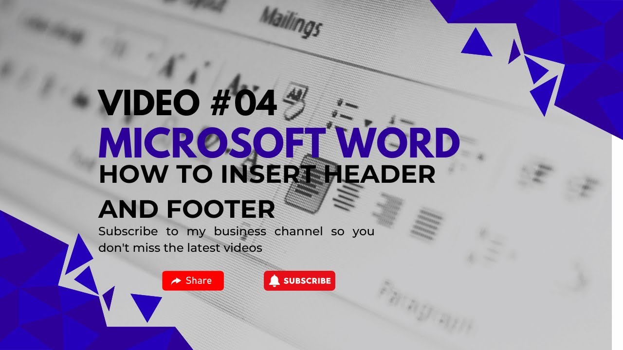 VIDEO #04 HOW TO INSERT HEADER AND FOOTER IN MICROSOFT WORD - YouTube