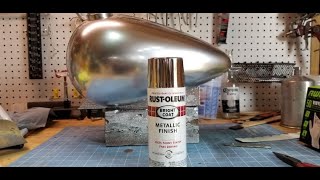 Painting a Motorcycle Tank with RustOleum Chrome Metallic finish Rustoleum paint can.