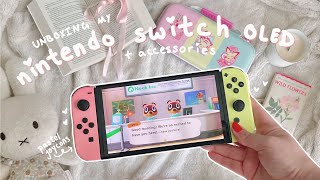 Nintendo Switch Oled Aesthetic Unboxing Pastel Joycons Accessories First Cozy Games Haul 