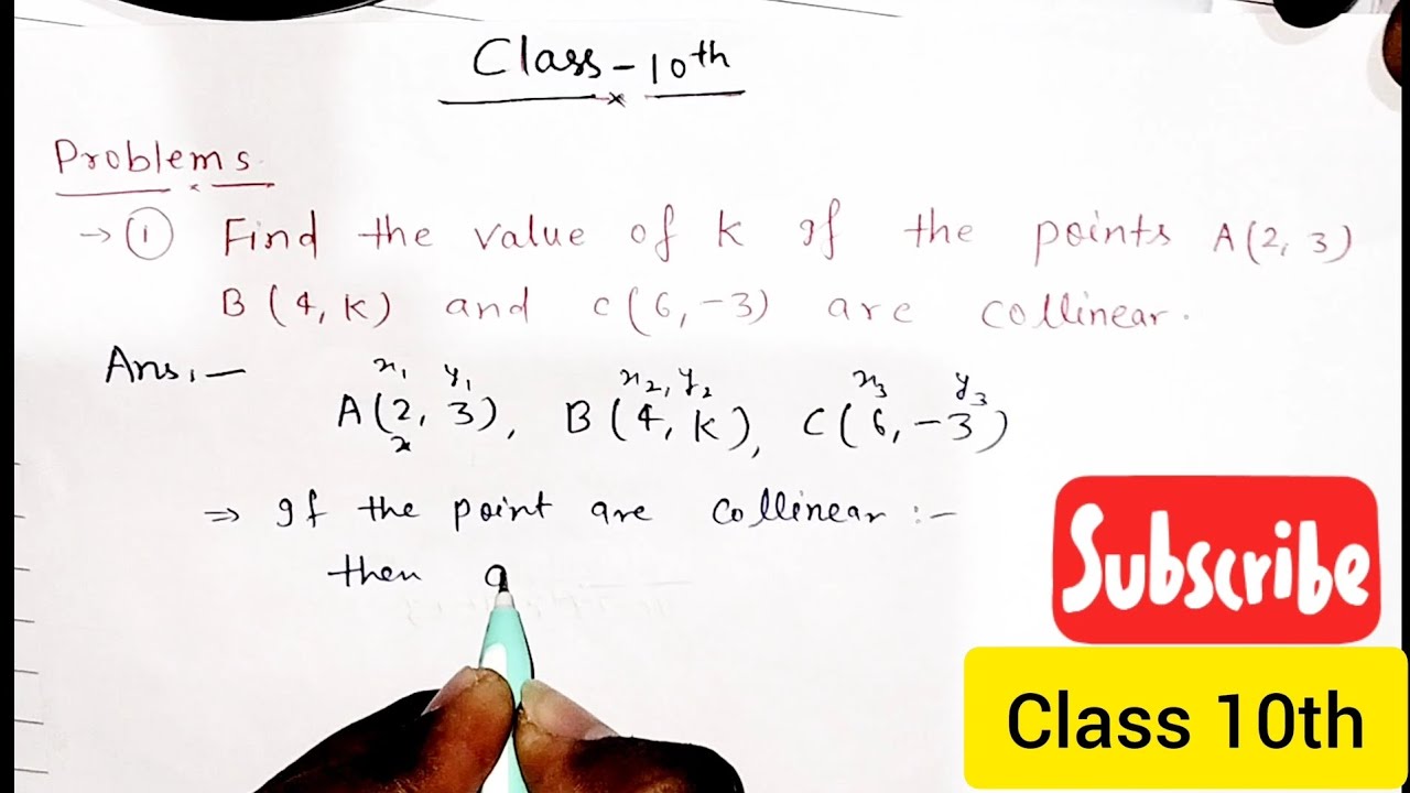 K Point Math Coordinate geometry || Find the value of K || Class 10 th || collinear ...