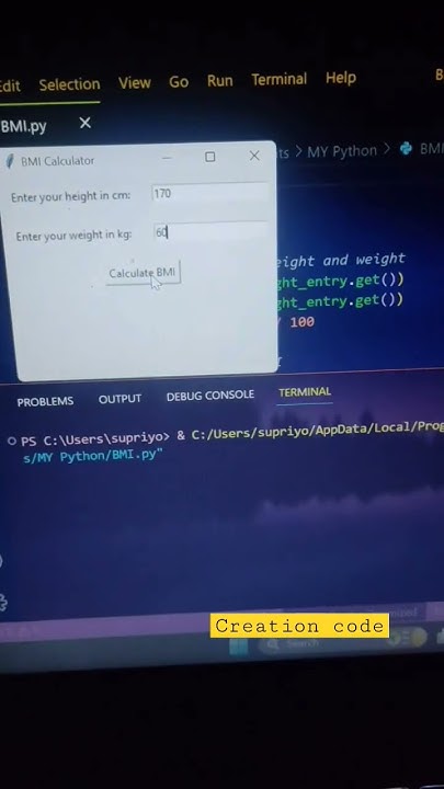 Calculate your BMI using python ๐คซ ๐ #shorts #shortvideo #python - YouTube