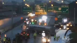 I-77 northbound closed at I-480 as crews clean up crash, fuel spill
