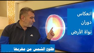 انعكاس دوران نواة الأرض وطلوع الشمس من مغربها