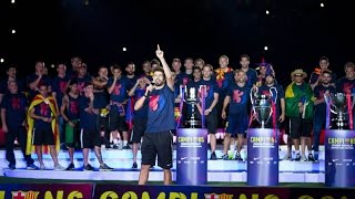 Los parlamentos de los jugadores en la fiesta del triplete