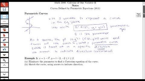 Introduction to Curves Defined by Parametric Equations (Section 10.1, part 1)