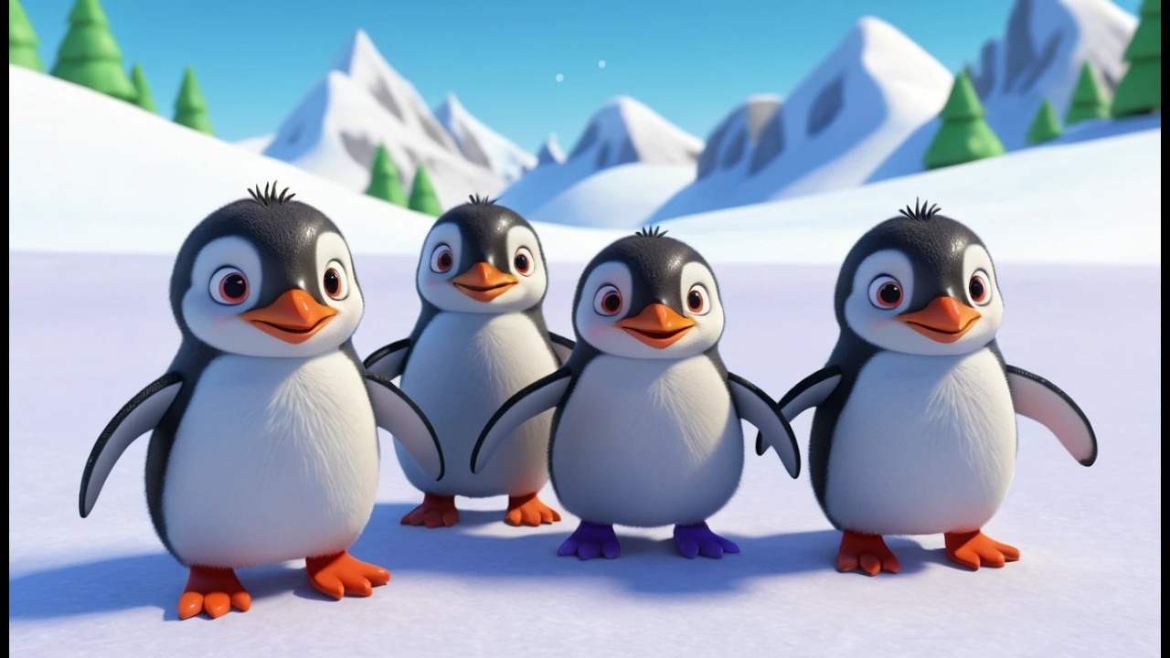 Five Little Penguins Waddle Waddle Waddle | Winter Animal Song ...