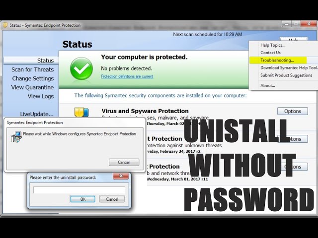 ¿Cómo desinstalo el cliente de protección de punto final de Symantec sin contraseña?