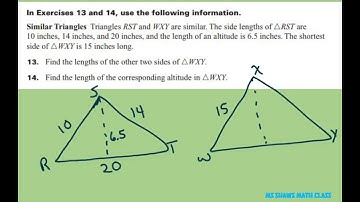 Given similar triangles find the length of the other two sides and the altitude