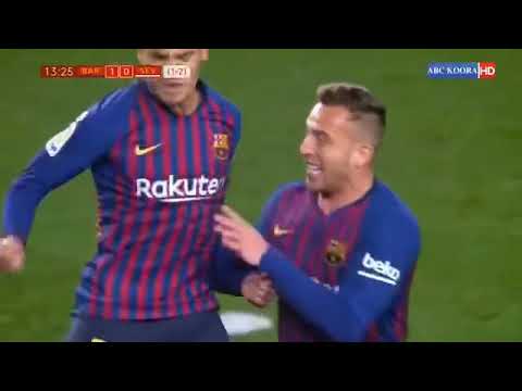 ملخص مباراة برشلونة 6 1 اشبيلية اياب دور ربع النهائي كأس الملك 2019 تعليق حفيظ الدراجي1