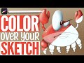 How to color sketches in procreate wo using outlines