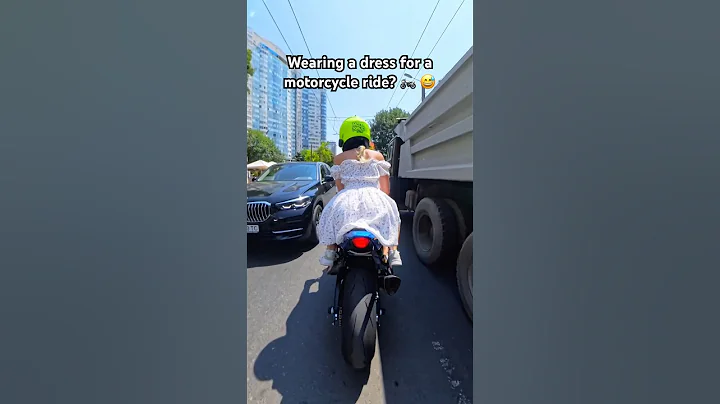 Wearing a dress for a motorcycle ride? 🏍 😅 Get ready for eyes on you from all sides! 💫 #bikelife