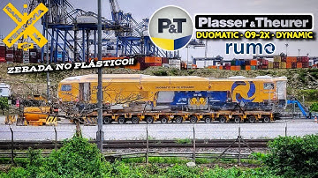 Nova (plasser & theurer 09-2x) da rumo. zerada no plástico parada no pátio da DP word porto em IBA 