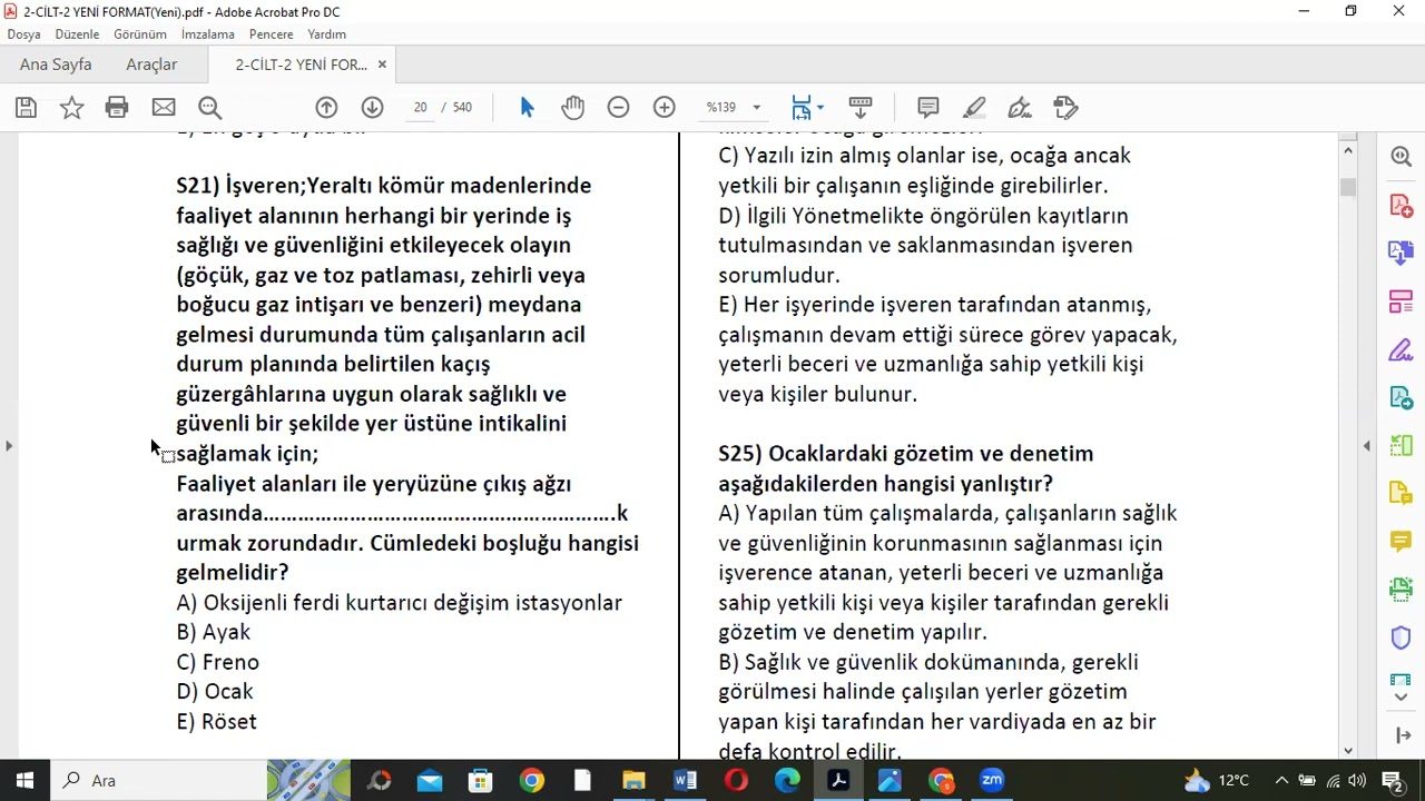 DERS-46-MADEN İŞYERLERİNDE İŞ SAĞLIĞI VE GÜVENLİĞİ-SORU ÇÖZÜMÜ -YUNUS KAYA