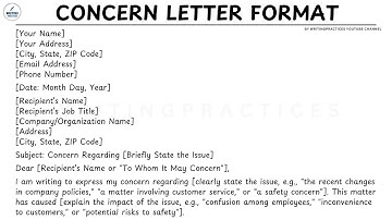 Concern Letter Format | How To Write A Concern Letter Step by Step Guide | Writing Practices