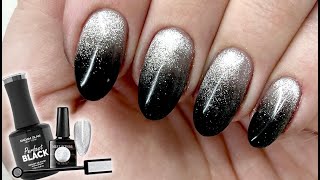 CAT EYE BLACK OMBRE FALL NAIL DESIGN EASY HALLOWEEN NAIL DESIGN