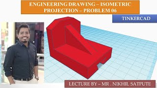 Engineering Drawing | Isometric Tinkercad Problem 6 | Easy Drawing Techniques | Learn with nikhil