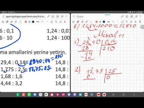 5-ci sinif riyaziyyat səhifə-107. Onluq kəsrin onluq kəsrə bölünməsi