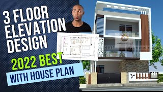 g+2 house front elevation | 3 floor house design | triple floor house elevation | house plan | india